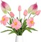 Pink Fake Tulips & Anthurium Combo – Real Touch PU Faux Flowers for Vase, Wedding, Bridal Bouquet, Home Table Centerpieces, Spring & Easter Decor
